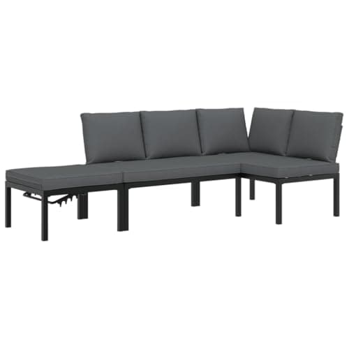 vidaXL Garten Sofa Garnitur 3-TLG., Gartenmöbel Set mit Kissen, Sitzgruppe für Garten Terrasse, Gartenbank Lounge Modular, Schwarz Aluminium image