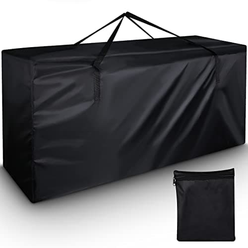 JOSPL Aufbewahrungstasche Schutzhülle Gartenauflagen Auflagentasche Wasserdicht UV-Beständiges Schwerlast Reißfest Oxford Gewebe mit Tragegriff inklusive Aufbewahrungsbeutel Schwarz (122x40x55cm) image