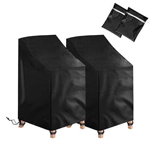 2 Stück Schutzhülle für Gartenstuhl, Gartenmöbel Abdeckung Winterfest Abdeckhaube Oxford Stuhlüberzug UV-Beständig/Winddicht/Wasserfest Abdeckhülle für Gartenstühle Stapelstühle, 72x92x70/120 cm image