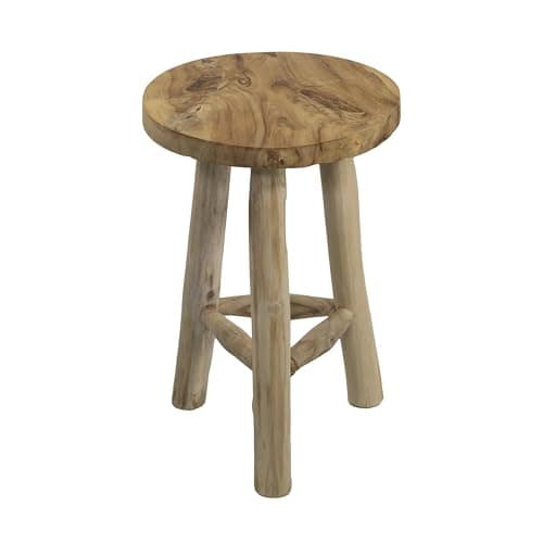 mgc24 Teakholz-Hocker - Stabiler 3-Bein Blumenständer aus Massivholz, handgefertigt aus Echtholz, vielseitig & pflegeleicht, vormontiert - Perfekt für Wohnzimmer, Garten, Deko - 45cm x 28,5cm image