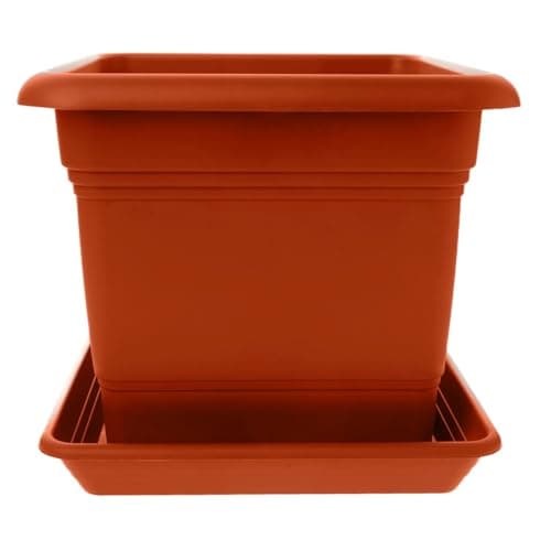 1er Set Pflanzkübel Groß Außen, Blumentopf Gross 40x40 cm, 46 Liter, Pflanzentopf Blumentopf mit Untersetzer, Pflanzkübel Kunststoff, Blumenkübel Pflanztöpfe Blumentöpfe Made in DE, Terracotta image