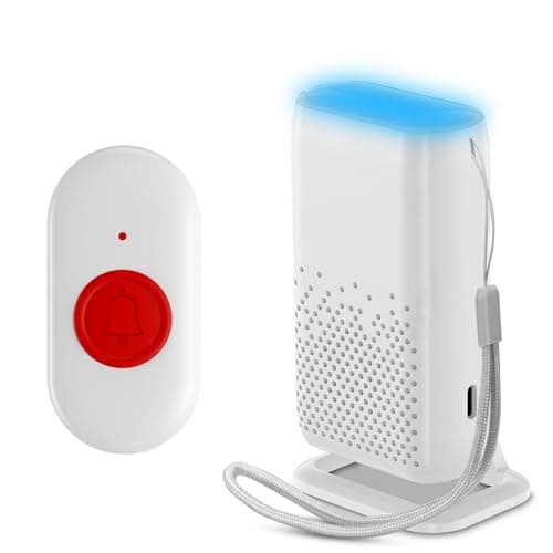Notrufknopf für Senioren, Kabellos Senioren Notruf Armband USB-Aufladung, Notrufarmband für Senioren mit 58 Klingeltöne, Notfallknopf für Senioren mit Vibration, Licht und Klingelton image
