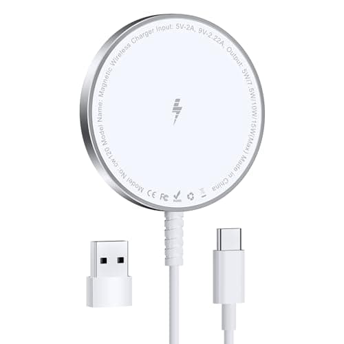Mag-Safe Ladegerät für iPhone Ladestation: Magnet Wireless Charger Induktive Kabelloses Ladepad Kompatibel mit iPhone 16 15 14 13 12 und Air-Pods 3 2 Pro (Ohne Netzteil, 1 Stück) image