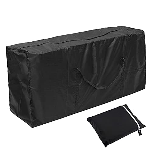 Aufbewahrungstasche Gartenauflagen, Gartenpolster Auflagentasche Wasserabweisend Oxford Schutzhülle für Auflagen Gartenmöbel Kissen Weihnachtsbaume mit Tragegriff, Schwarz (122 x 39 x 55 cm) image