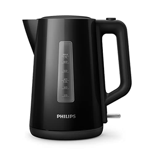 Philips Wasserkocher – 1.7 L Fassungsvermögen mit Kontrollanzeige, Pirouettenbasis, schwarz (HD9318/20) image