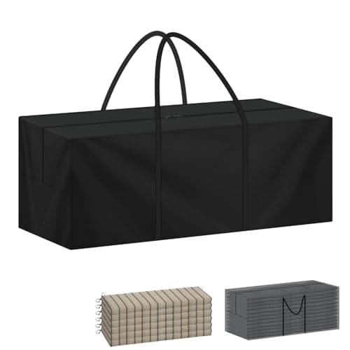 LAMUNI Aufbewahrungstasche, Auflagentasche für Gartenauflagen, 420D Oxford Schutzhülle für Auflagen Gartenmöbel, Wasserdicht Gartenpolster Tasche für Weihnachtsbaum, Polsterauflagen, 140x40x60cm image