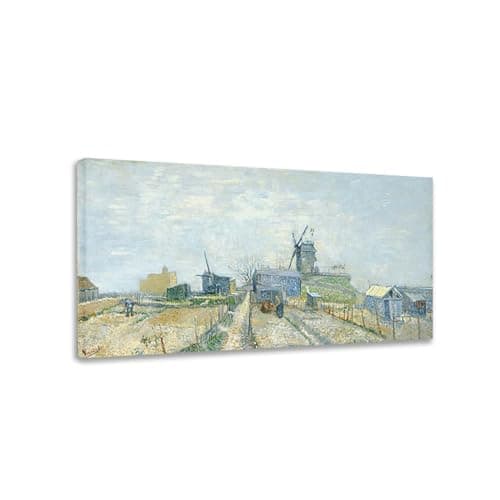 FITSEN BerüHmte GemäLde Poster „Montmartre: Mühlen und Gemüsegärten“ Reproduktion von Ölgemälde Giclée Leinwanddruck Retro Kunstwerkbilder für die Wanddekoration zu Hause 40 x 72 cm gerahmt image