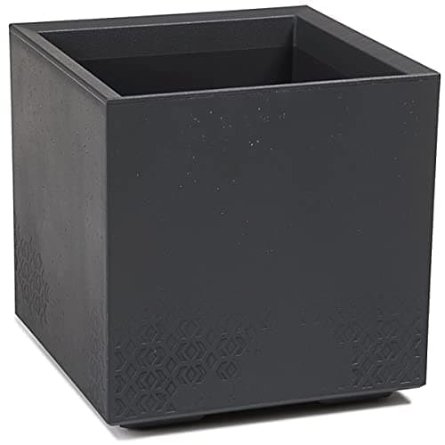 Ondis24 Blumenkübel Caro Beton Optik Pflanzkübel auf Rollen aus Kunststoff 100% Recycled (40cm, Anthrazit) image