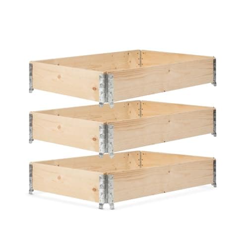 GARDIVO Hochbeet 120x80x20 cm - Palettenrahmen aus Holz - Garten Hochbeet - Holzrahmen faltbar, stapelbar, steckbar (3X Hochbeet Rahmen 120x80x20), GDV-0004-1 image