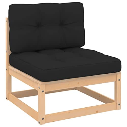vidaXL Garten Mittelsofa mit Kissen, Modular Gartenmöbel, Sofa Lounge Sessel für Garten Terrasse Balkon, Gartensofa Gartensessel, Massivholz Kiefer image