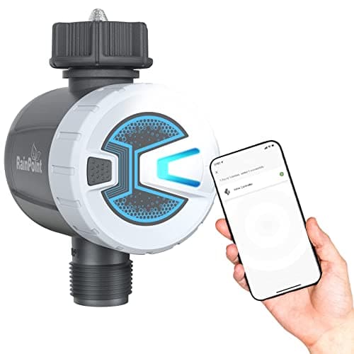 RAINPOINT Bewässerungscomputer Bluetooth, Smart App-Steuerung Automatische Bewässerungssystem mit Regenverzögerung/Manueller/Automatische Bewässerung, für Rasen und Garten image