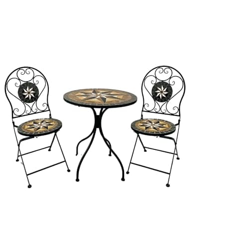 Wohnando 3tlg. Bistroset Balkonset Gartenmöbel klappbar mit Mosaik Bistrotisch mit 2 Stühlen, Metall, Balkon-Set Terrasse, Balkon, Casper image