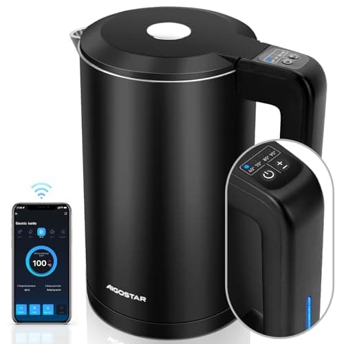 Aigostar - Smart Wasserkocher mit Temperatureinstellung 40°C-100°C, WiFi Steuerung Kompatibel zu Alexa, 1,7 L Edelstahl image