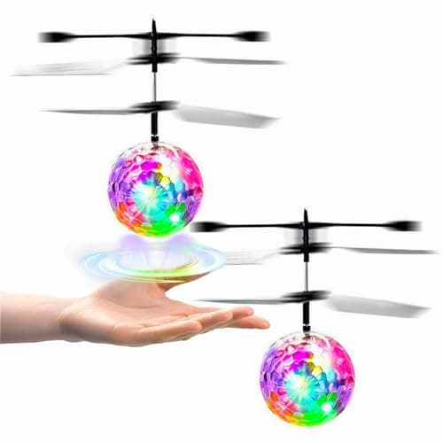 XUBX 2 Stück RC Fliegender Ball Kinder Spielzeug, Ferngesteuerte Helikopter, Mini Drohne für Kinder Flying Orb Ball Flugzeug, LED RC Flugzeug Helikopter mit Handsensor Infrarot, Mini Hubschrauber image