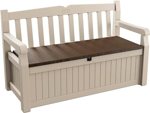 Keter Sitzbank Eden für Balkon und Garten, Gartenbank mit integrierter Kissenbox mit 265 l Stauraum image