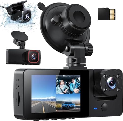 Bestsee 1080P Dashcam Auto Vorne Hinten und Innen mit 64GB SD-Karte image