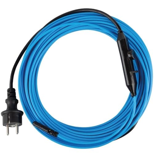 Frostschutz vorgefertigt stromsparend eisfrei Heizkabel Heizband 15 W/m mit Stecker und Thermostat 2-48m frostfrei für Rohr Dachrinne Photovoltaik Tränke Wasserbehälter, Länge:4.00m image