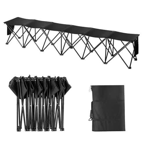 VEVOR Tragbare Klappbank, 6 Sitze, Faltbare Seitenbank, Outdoor-Campingbankstühle mit Tragetasche, Mannschaftssport-Seitenbank für Fußball, Camping, Angeln usw. Gartenbank 2410 x 450 x 450 mm image