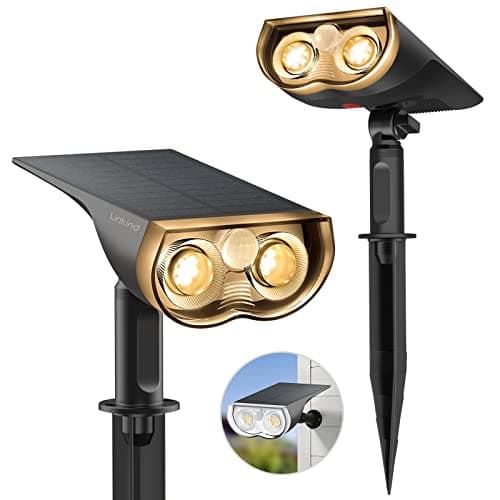 Linkind Solarlampen für außen mit Bewegungsmelder, 3 Modi& 2 Montage, 3000K Warmweiß Helle Solarleuchte 1000Lm IP67 Außenwandleuchte Garten StarRay für Einfahrt, Garage, 2 Stück image