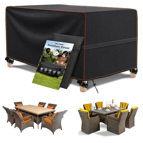 MUPAS Schutzhülle Gartenmöbel Winterfest Wasserdicht 420D Oxford Gewebe Abdeckplane Gartenmöbel für Gartentische Terrassenmöbel Outdoor-Tisch Rechteckig Schwarz 180 x120 x74cm image