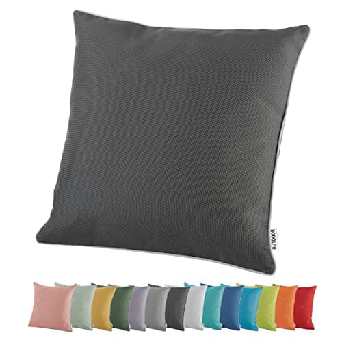 heimtexland ® Outdoor Lounge Dekokissen Lotus Effekt wetterfest schmutz- und wasserabweisend Garten Kissen 45x45 Outdoorkissen Typ551 Anthrazit image