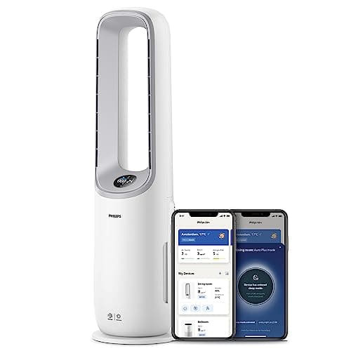 Philips Air Performer 2-in-1: Luftreiniger und Kühlgebläse - Reinigt 70 m², Entfernt 99,97% der Allergene und Schadstoffe. HEPA-Filter, Intelligente Sensoren, Alexa, App. (AMF765/10) image