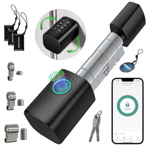 AVATTO Smart Türschloss mit Fingerabdruck und Passwort für 60-90mm Tür, Schließzilinder Länge ist einstellbar, mit Schlüssel, IC-Karte, Unterstützen Smart Life App Fernbedienung image