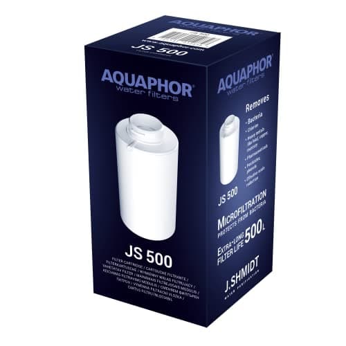 AQUAPHOR Filterkartusche JS500 für Smart-Wasserfilter J.Shmidt 500 I Filtert u.a Bakterien, Kalk, Chlor, Schwermetalle I Mikrofiltration Filterkanne I AQUALEN Technologie I 500l klares Wasser image