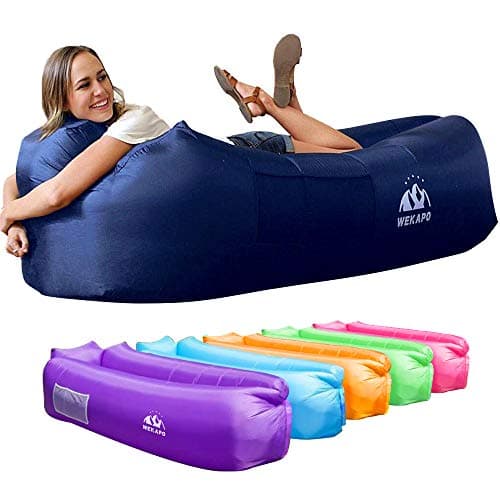 WEKAPO Aufblasbare Liege, Luft-Sofa, Hängematte, tragbar, wasserfest, Anti-Luftleck-Design, ideal für Hinterhof, See, Strand, Reisen, Camping, Picknicks und Musikfestivals, Marineblau image