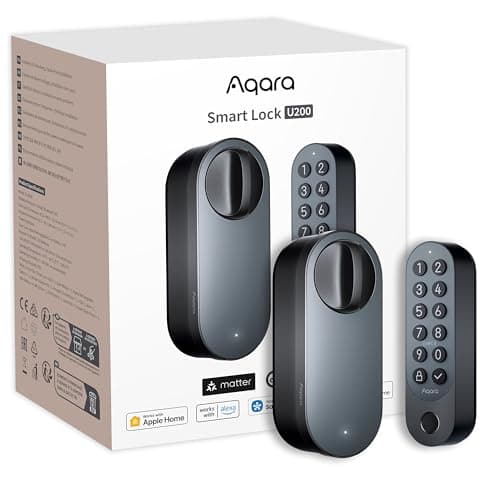 Aqara Smart Lock U200 (mit Fingerabdruck), Matter Over Thread, Smartes Türschloss mit Apple Home Key und Aufladbarem Akku, Unterstützt Apple Home, Google Home, Alexa und SmartThings, Schwarz image