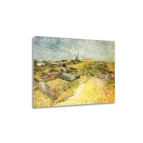 FITSEN „Gemüsegärten in Montmartre“ Berühmte Gemälde Moderne Kunstwerke Druck auf Leinwand Ölgemälde Reproduktionen Leinwand-Wandkunst für Wohnzimmer, 80 x 100 cm, gerahmt image