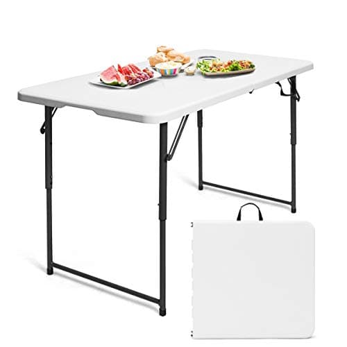 RELAX4LIFE Klapptisch mit Tragegriff, Falttisch, Campingtisch klappbar, Gartentisch belastbar bis 150 kg, Koffertisch Biertisch Balkontisch Flohmarkttisch Esstisch (122 x 61 x 74 cm-höhenverstellbar) image
