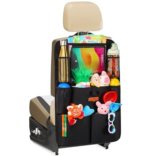 SURDOCA Autositz-Organizer – 4th Generation verbesserter Auto Rücksitz für bis zu 11-Zoll Tablet, 8 Taschen, Kinderspielzeug-Aufbewahrung, wasserdichter Rücksitzschutz für Kinder image