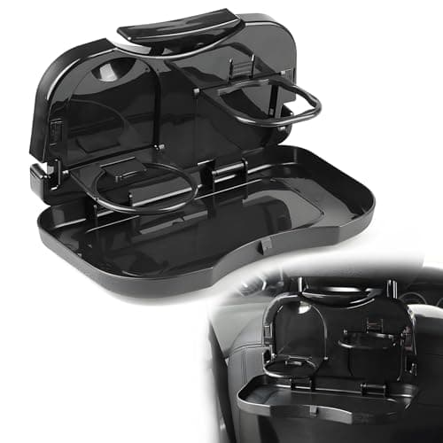 VBGURR Auto Tisch Klapptisch Klein Auto Rücksitz Auto Organizer Rücksitz Auto Tisch Rücksitz mit Getränkehalter(Schwarz) image