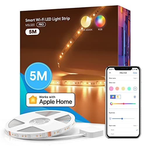 meross Led Strip 5m funktioniert mit Apple HomeKit, WLAN Led Streifen, Smart RGBWW Strip kompatibel mit Alexa und Google, für Zuhause, Party, Weihnachten image