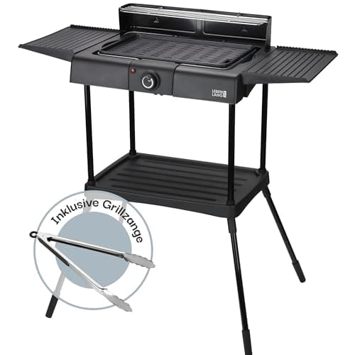 LEBENLANG 2in1 Elektrogrill Tischgrill elektrisch - Inkl. Standfuß & Grillzange I Elektro Grill für Draußen & Drinnen Balkon Tisch 2000W I Electric Grills Elektrische Tischgrills BBQ Balkongrill image