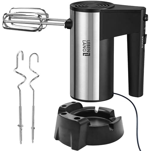 LEBENLANG 400W Handmixer Handrührgerät - 5 Stufen & Turbo Inkl. Standhalterung I Hand Mixer Handrührer Rührgerät Rührmaschine Küche I Mikser electric Handrührgeräte Küchengeräte Handmixe Mixer Küche image