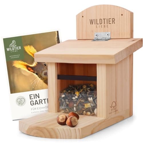 wildtier liebe Eichhörnchen Futterhaus wetterfest I aus verschraubtem Massiv-Holz Futterstelle I Futterstation Eichhörnchen Kobel, Eichhörnchenhaus image