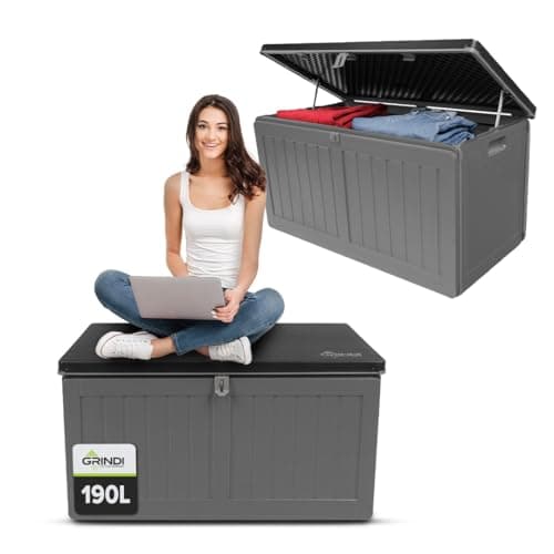 Grindi - Aufbewahrungsbox mit Deckel - Auflagenbox Morus - Gartenbox - Kissenbox 190 L - Wassersichere Outdoor Paketbox image