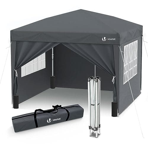 VOUNOT® Pavillon 3x3m mit 4 Seitenteilen & 4 Sandsäcke, Pop Up Faltpavillon, Faltbar Gartenzelt Partyzelt, inkl. Tasche, Grau image