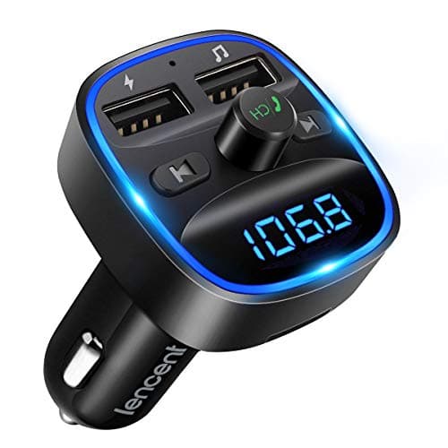 LENCENT Bluetooth FM Transmitter Auto, Adapter für Auto Radio, Freisprecheinrichtung, 2 USB Ports, Unterstützt SD-Karte USB-Sticks image