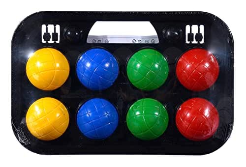 Simba 107401391 - Boccia Spiel Tragekorb, 8 Kugeln 7x8cm, 2 Zielkugeln, grün, gelb, blau, rot image