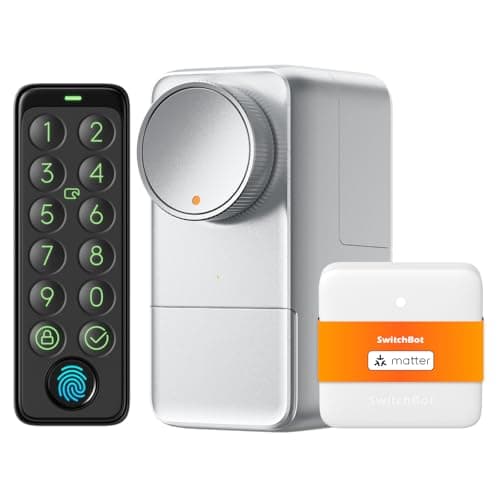 SwitchBot WLAN Smart Lock Pro mit Touchscreen-Tastatur, Türriegelschlösser, Smartes Türschloss, Elektronisches Türschloss, Türöffner per App, Fingerprint, Code, Alexa, Google, unterstützt Matter image