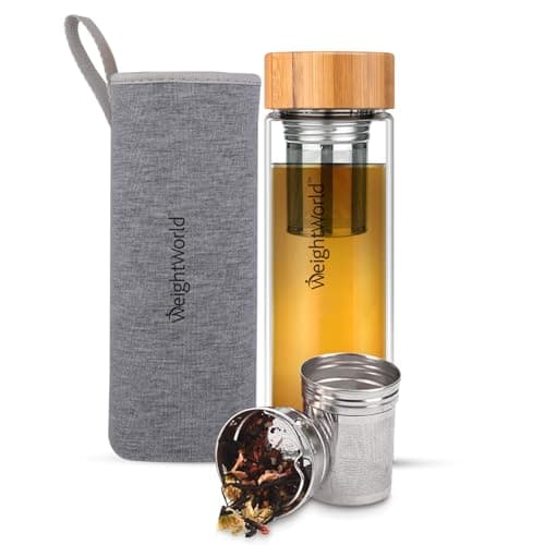 Teeflasche mit Sieb to Go - Trinkflasche 500ml aus Borosilikatglas - BPA-frei & Bleifrei image