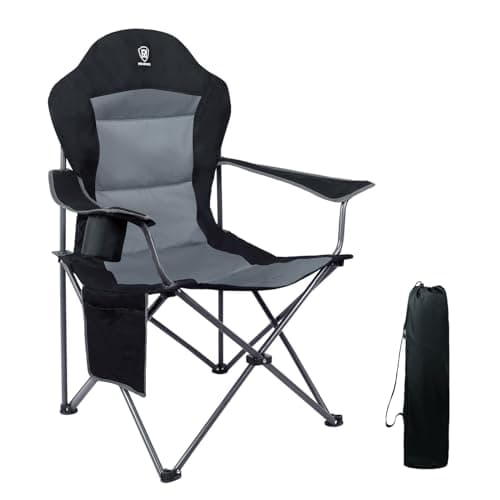 EVER ADVANCED Luxus Campingstuhl Faltbar 160 KG Belastbar Ultragroß mit Hochlehner Bequem Gepolster Klappstuhl Camping Garten Balkon Strand, Camping Stuhl Sessel Gartenstuhl Anglerstuhl image