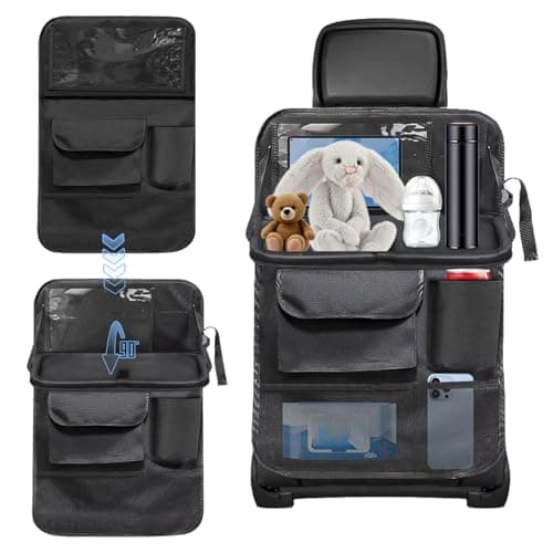 Tel Charme * Rückenlehnenschutz Organizer, Auto Organizer, Auto Rückenlehne Schutz Unterstützung Multi Pocket Organisator, Autositz organizer mit Klapptisch, 8 Taschen bis zu 11 Zoll Tablet image