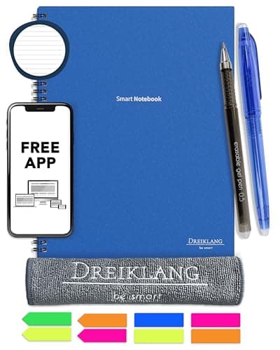 Dreiklang - be smart® Wiederverwendbares Digitales elektronisches Notizbuch A 4 als Notebook mit Planer -iOS/Android App Cloud - Wiederbeschreibbar mit 2 Stiften, Mikrofaser-Tuch und Haftnotizen image