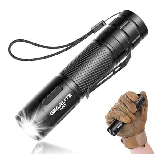 GEARLITE Led Taschenlampe Aufladbar, Superhelle Zoombare 2000 Lum Mini Taschenlampe mit 3 Lichtmodi und Langer Betriebsdauer, IP65 Wasserdichte Taktische Handlampe für Camping Angeln Wandern, Notfäll image