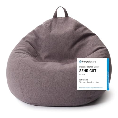 Lumaland Sitzsack Comfort Line | Indoor Beanbag 70x80x50cm mit mehr als 1 Mio. anpassbaren EPS-Perlen | Weiches & Komfortables Bodenkissen | Sessel für Kinder & Erwachsene | 120 L Volumen [Dunkelgrau] image
