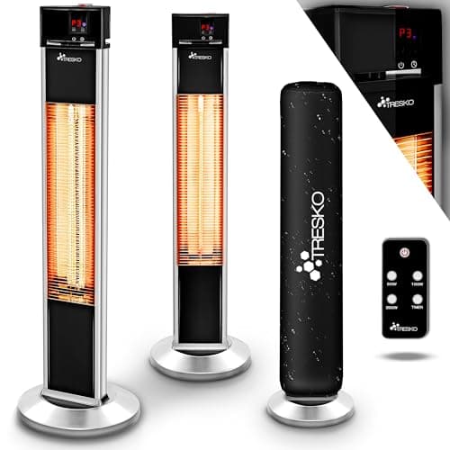 TRESKO Infrarot Stand-Heizstrahler 2000W mit Fernbedienung | Wärmestrahler Terrasse elektrisch mit 3 Heizstufen | Terrassenstrahler Innen & Außen | Infrarotstrahler mit LED-Anzeige image